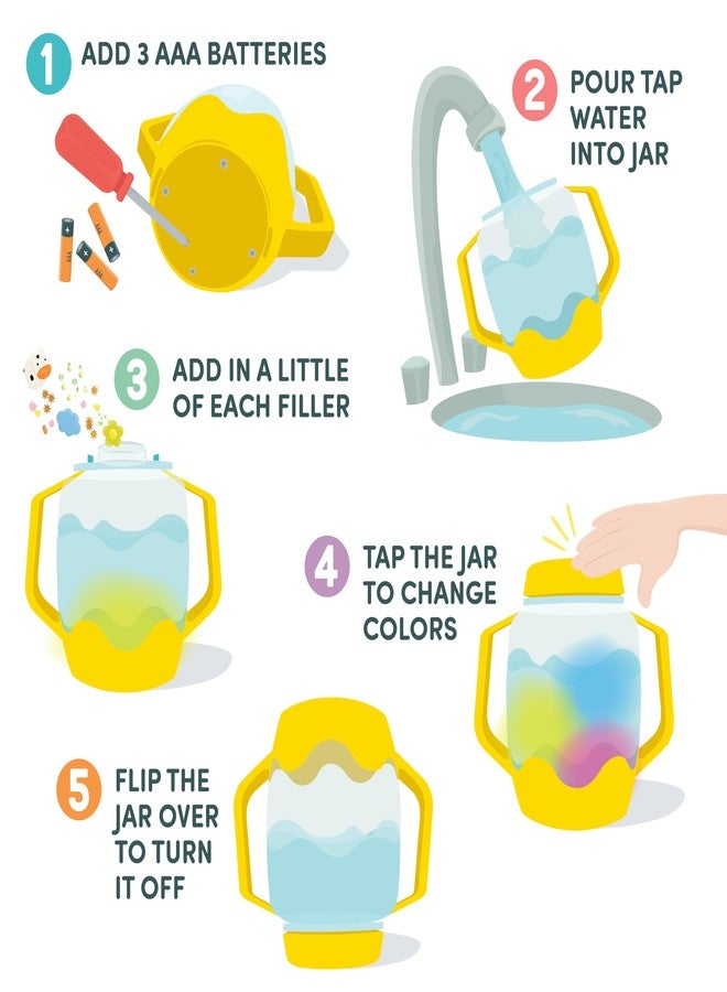 Glo Pals Play Pack Bundle with Sensory Play Jar, Water-Activated Light-Up Cubes, and Fun Fillers - Sensory Toys for Toddlers - Sensory Toy Kit with Light Up Cubes for Bathtub - Easy as ABC - Image 5
